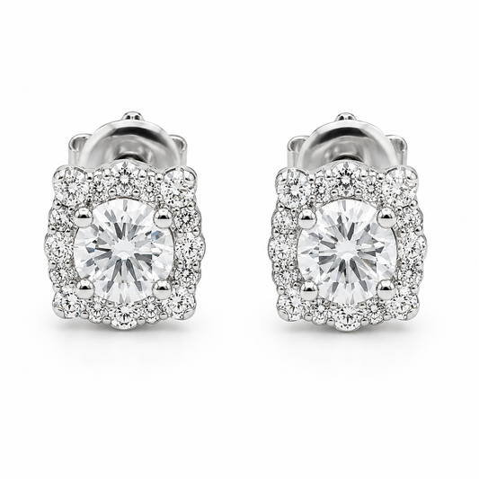 Aretes Flor Diamante de Moissanita en Plata 925